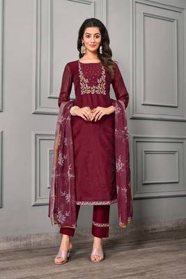 Premium coton silk salwar kameez embroidery & digital print salwar suit 1