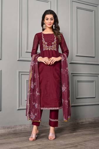 Premium coton silk salwar kameez embroidery & digital print salwar suit