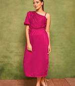 Pink velvet bodycon midi dress