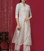 Mokshi women's printed rayon kurta with palazzo