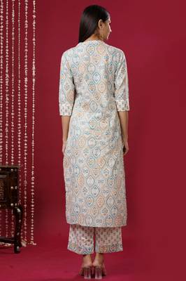 Mokshi women's printed rayon kurta with palazzo 2