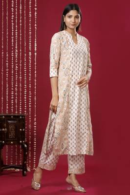 Mokshi women's printed rayon kurta with palazzo 1