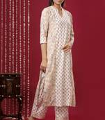 Mokshi women's printed rayon kurta with palazzo