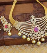 Gold platted cz necklace set