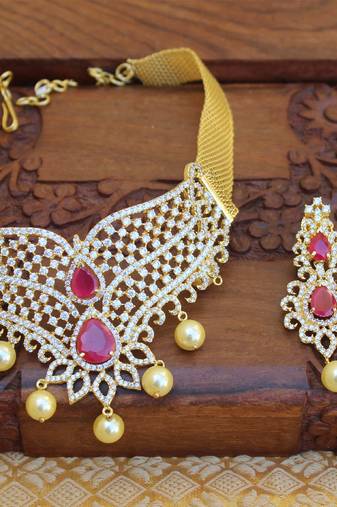 Gold platted cz necklace set