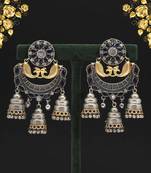 Blue color premium oxidised two tone earrings