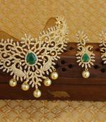 Gold platted cz peacock necklace set