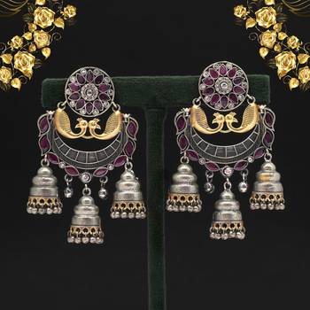 Rani color premium oxidised two tone earrings 1