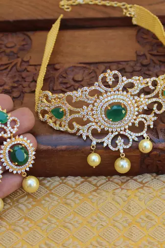 Gold platted cz necklace set