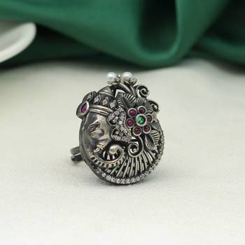 Multi color lord ganesha premium oxidised rings 2