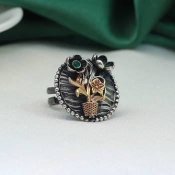 Green color premium oxidised rings 2