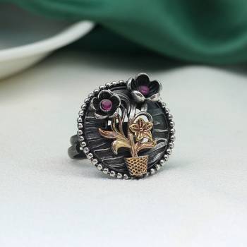 Rani color premium oxidised rings 2