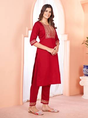 Designer collection maroon color viscose fabric zari  embroidery work kurta set with dupatta 5