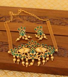 Matte finish peacock necklace set