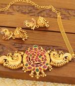 Matte finish peacock necklace set