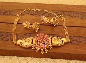 Matte finish peacock necklace set 2