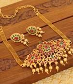 Matte finish kempu necklace set