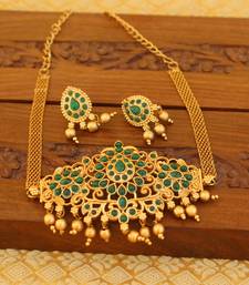 Matte finish kempu necklace set