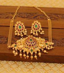Matte finish peacock necklace set