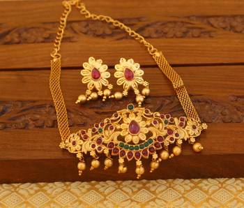 Matte finish peacock necklace set 1