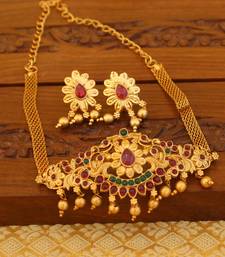 Matte finish peacock necklace set