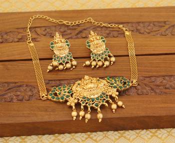 Matte finish Lakshmi necklace set 1