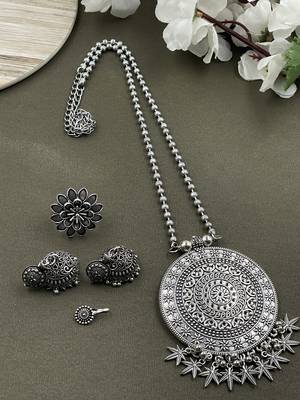 Oxidised silver chain pendant combo 3