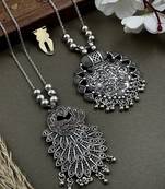 Oxidised silver chain pendant (combo of 2)