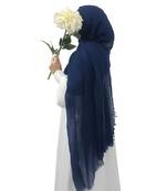 Ana navy blue cotton crinkle hijab - soft and breathable scarf for casual ethnic wear
