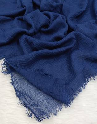 Ana navy blue cotton crinkle hijab - soft and breathable scarf for casual ethnic wear 2
