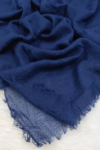 Ana navy blue cotton crinkle hijab - soft and breathable scarf for casual ethnic wear