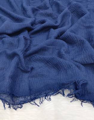 Ana navy blue cotton crinkle hijab - soft and breathable scarf for casual ethnic wear 3