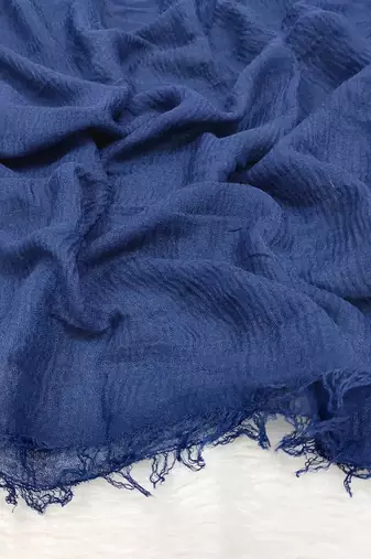 Ana navy blue cotton crinkle hijab - soft and breathable scarf for casual ethnic wear