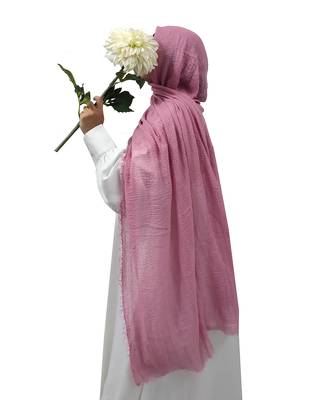 Ana pink cotton crinkle hijab - ultra light and soft scarf with broad coverage for casual wear 1