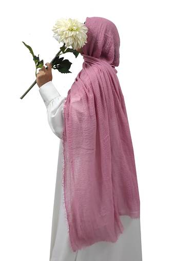 Ana pink cotton crinkle hijab - ultra light and soft scarf with broad coverage for casual wear
