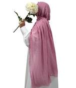 Ana pink cotton crinkle hijab - ultra light and soft scarf with broad coverage for casual wear