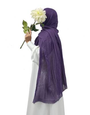 Ana purple cotton crinkle hijab - lightweight and soft scarf for versatile ethnic wear 1