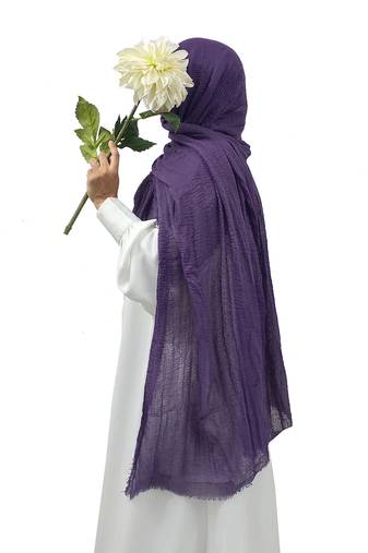 Ana purple cotton crinkle hijab - lightweight and soft scarf for versatile ethnic wear