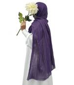 Ana purple cotton crinkle hijab - lightweight and soft scarf for versatile ethnic wear