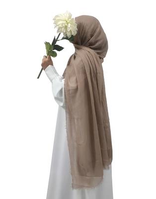 Ana taupe cotton crinkle hijab - lightweight and comfortable scarf for modest daily wear 1