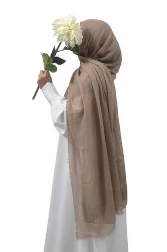 Ana taupe cotton crinkle hijab - lightweight and comfortable scarf for modest daily wear