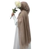 Ana taupe cotton crinkle hijab - lightweight and comfortable scarf for modest daily wear
