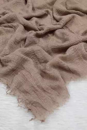 Ana taupe cotton crinkle hijab - lightweight and comfortable scarf for modest daily wear