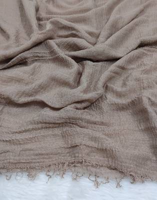 Ana taupe cotton crinkle hijab - lightweight and comfortable scarf for modest daily wear 3