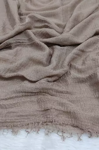Ana taupe cotton crinkle hijab - lightweight and comfortable scarf for modest daily wear