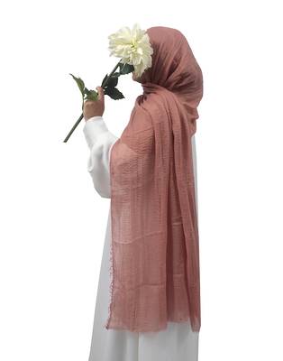 Ana peachish brown cotton crinkle hijab - ultra-soft and breathable scarf for modest everyday style 1