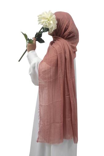 Ana peachish brown cotton crinkle hijab - ultra-soft and breathable scarf for modest everyday style