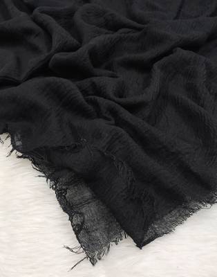 Ana black cotton crinkle hijab - elegant and versatile soft scarf for every occasion 2