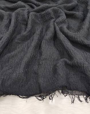 Ana black cotton crinkle hijab - elegant and versatile soft scarf for every occasion 3
