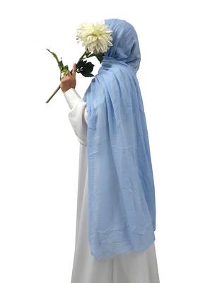 Ana ice blue cotton crinkle hijab - soft, ultra-light, and breathable scarf for elegant modesty 1